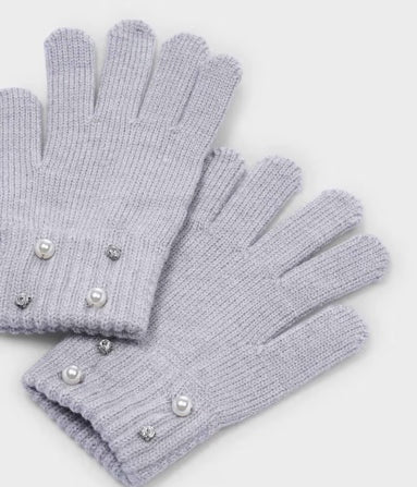 Girl Pearl Gloves- Grey - Mayoral