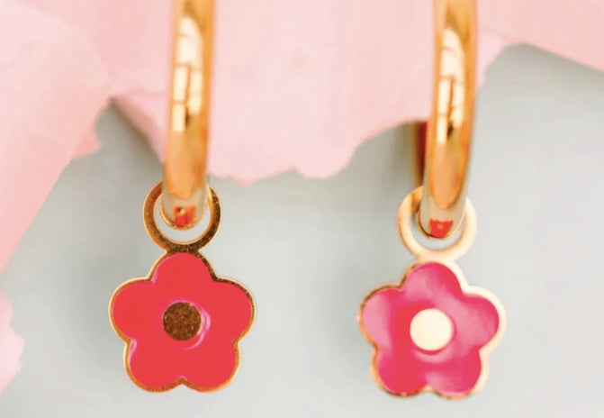 Hot Pink Flower Earring Charms