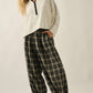 Bailey Plaid High-Waist Wide-Leg Pocket Balloon Pants