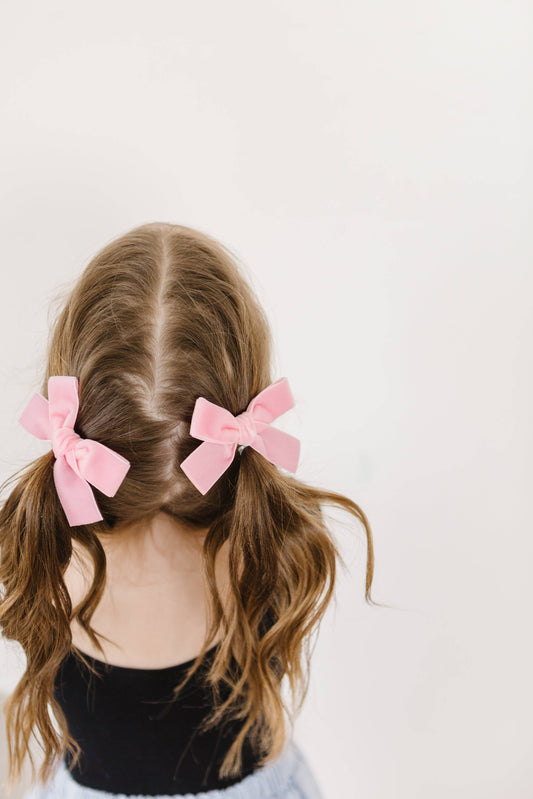 Classic Mini Velvet-Posy Pink: Pigtails