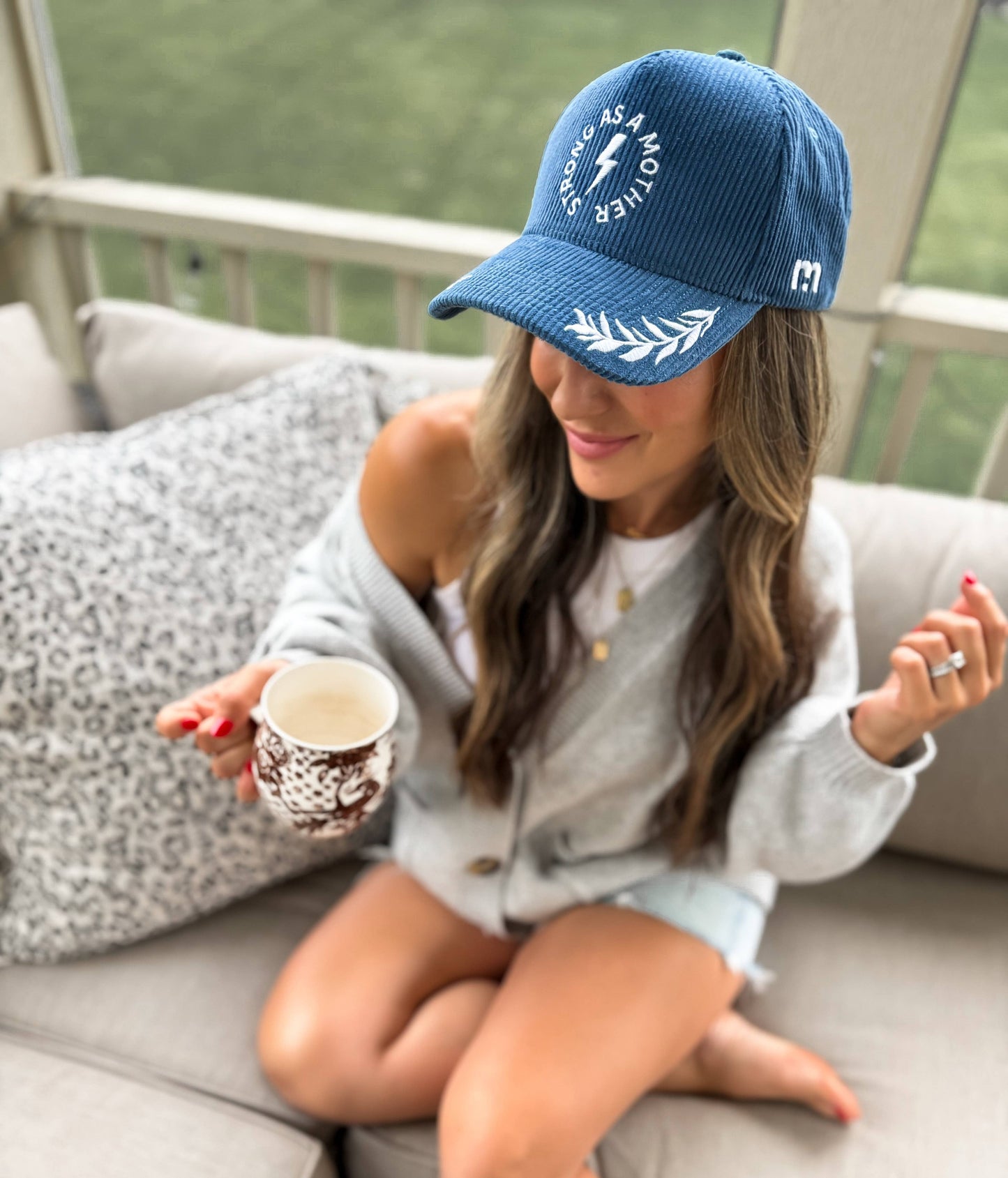 Strong as a mother® Corduroy Hat - Blue: Blue