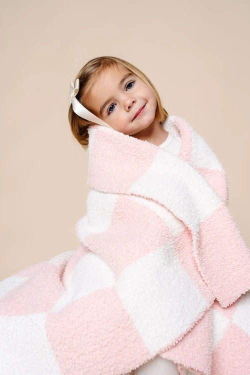 Chenille Blanket - Blush Check - Small - Lou Lou & Co