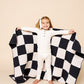 Chenille Blanket - Charcoal Check - Small - Lou Lou & Co
