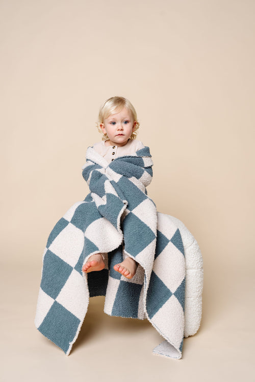 Chenille Blanket - Ocean Check - Small - Lou Lou & Co