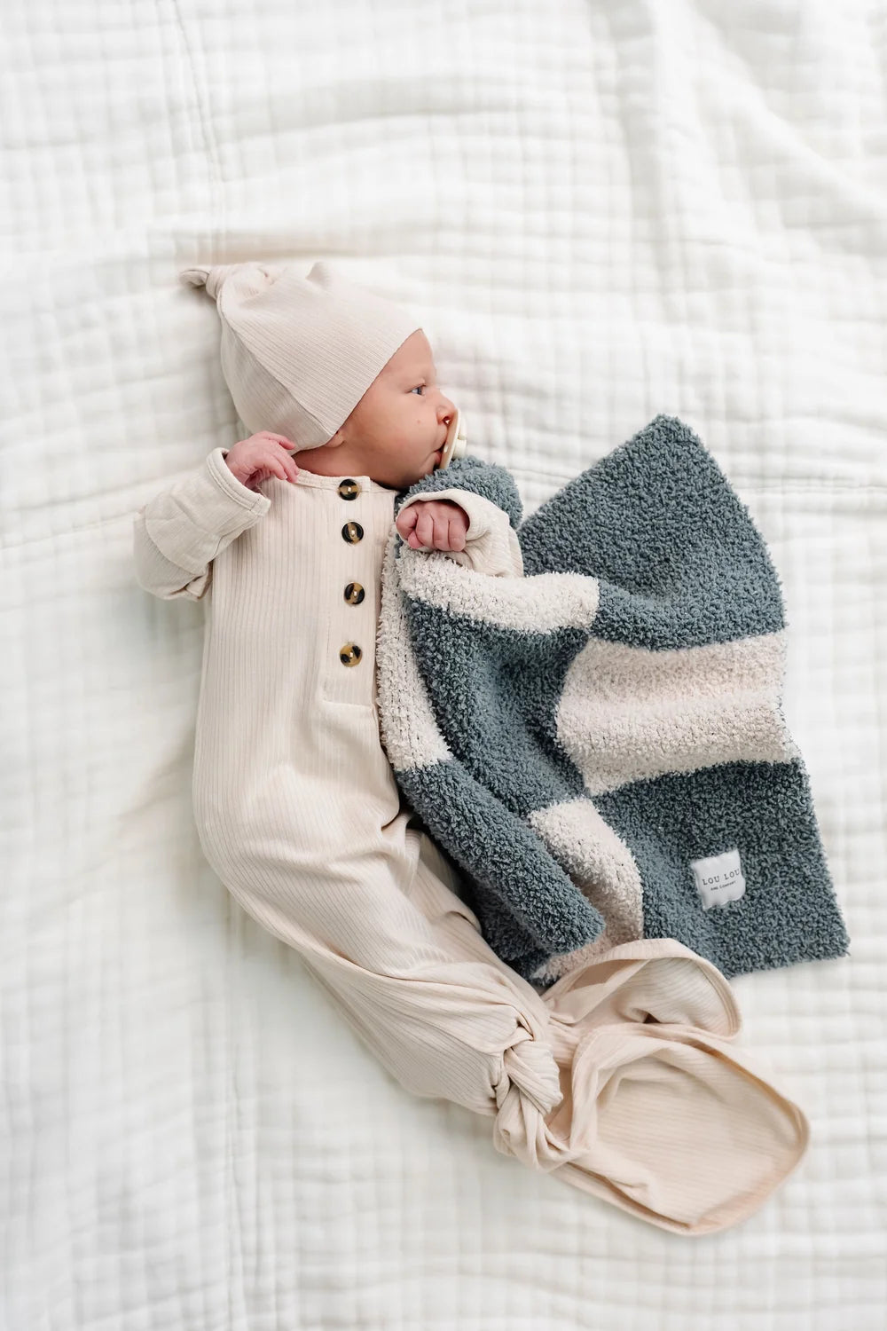 Chenille Blanket - Ocean Check - Mini/Lovey - Lou Lou & Co