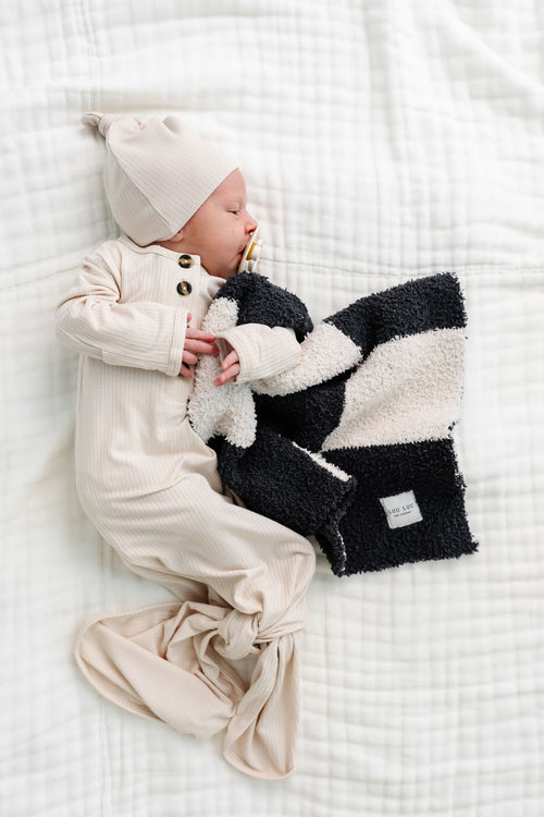 Chenille Blanket - Charcoal Check - Mini/Lovey - Lou Lou & Co