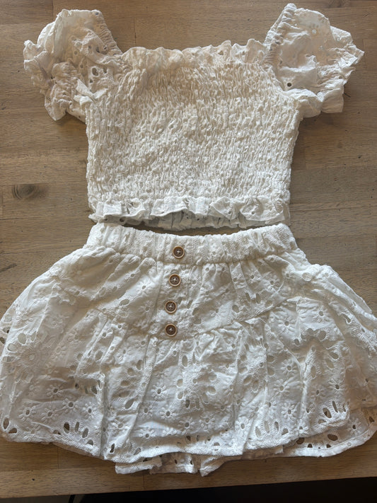 Claire White Eyelet Smocked Set