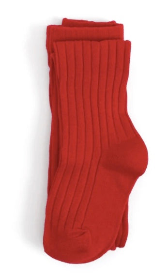 Ribbed Knit Tights - Apple Red - Little Stocking Company