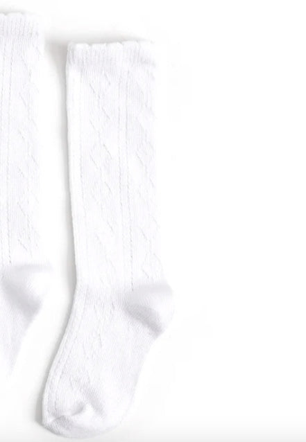 Scalloped Fancy Knee High Socks - White