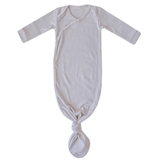 Ash Rib Knit Newborn Knotted Gown