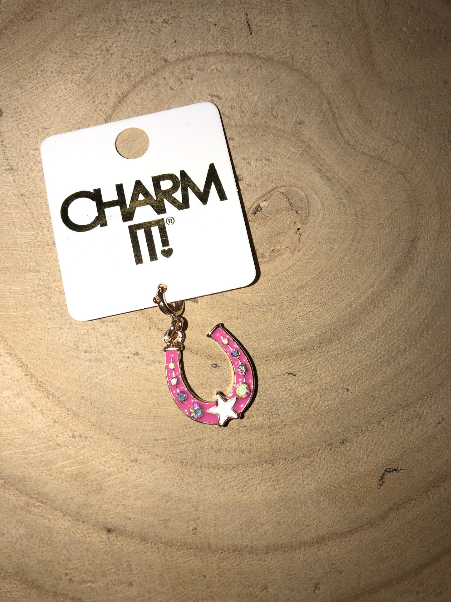 Pink Horseshoe Charm
