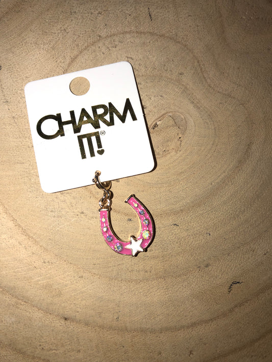 Pink Horseshoe Charm
