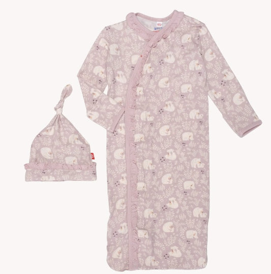 cuddle club modal magnetic cozy sleeper gown + hat set - Baby Sweet Pea's Boutique