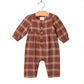 Henley Long Leg Romper- Rust Flannel