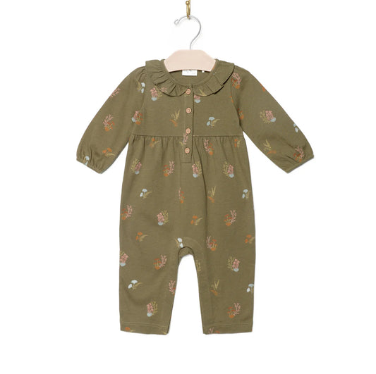 Frill Collar Romper- Lichen Mushrooms