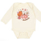 Thankful Pumpkin Daisy Thanksgiving Long Sleeve Bodysuit - Natural