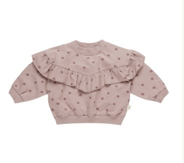 Ruffle Fleece Sweatshirt || Polka Dots