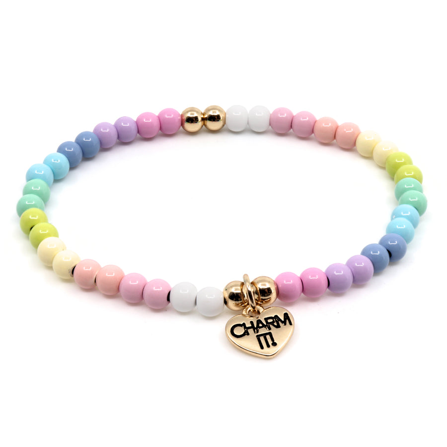 4mm Gold Pastel Stretch Bead Bracelet - Charm Its