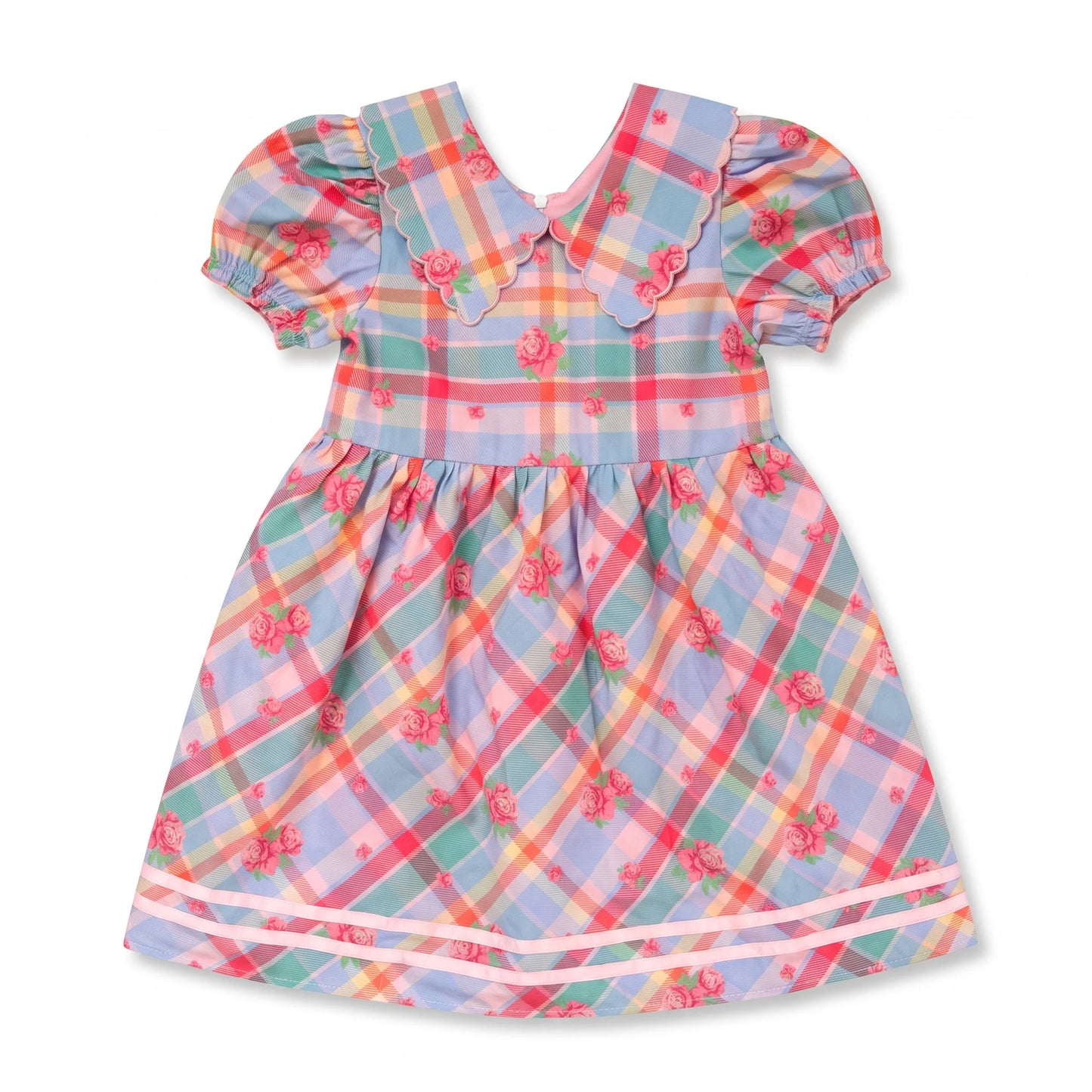 Conley Dress - Rosette Plaid with Florals