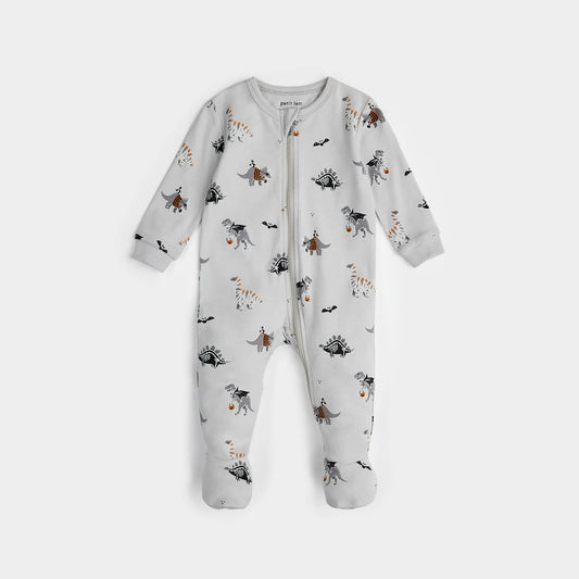 Dinoscaries Glow in the Dark on Lunar Grey Sleeper - Petit Lem