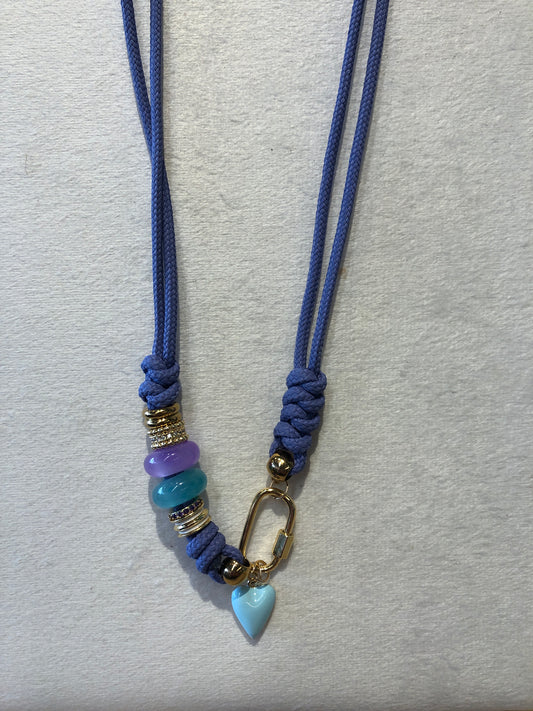 Paracord Heart Charm with beads Necklace