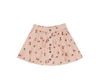 Button Front Mini Skirt || Blossom Embroidery