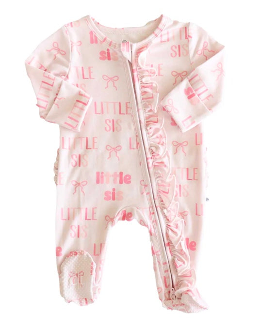 Ruffle Zipper Footie | Little Sis