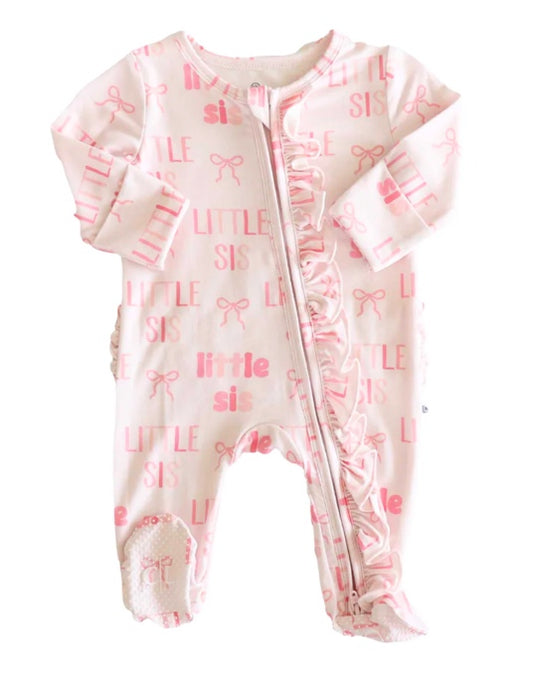 Ruffle Zipper Footie | Little Sis