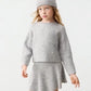 Girl Knit Sweater With Pearls- Grey