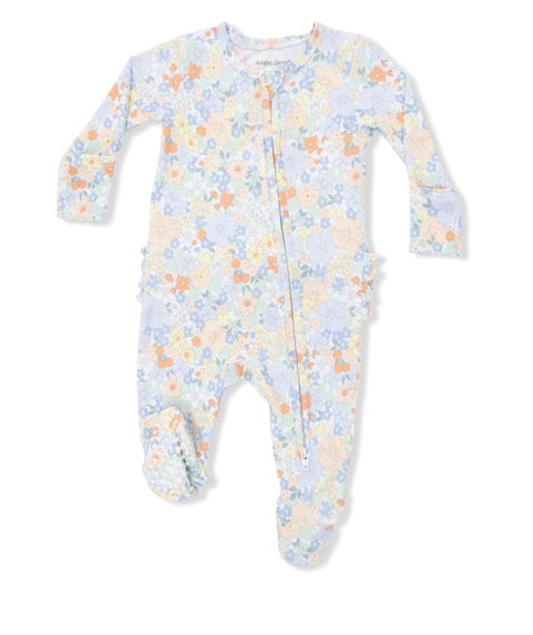 Georgia Floral  2 Way Ruffle Back Zipper Footie
