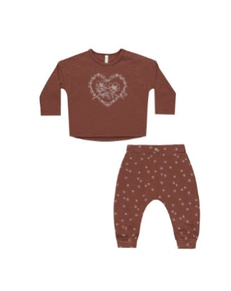 Long Sleeve Tee + Pant Set || Posey Heart - Rylee and Cru