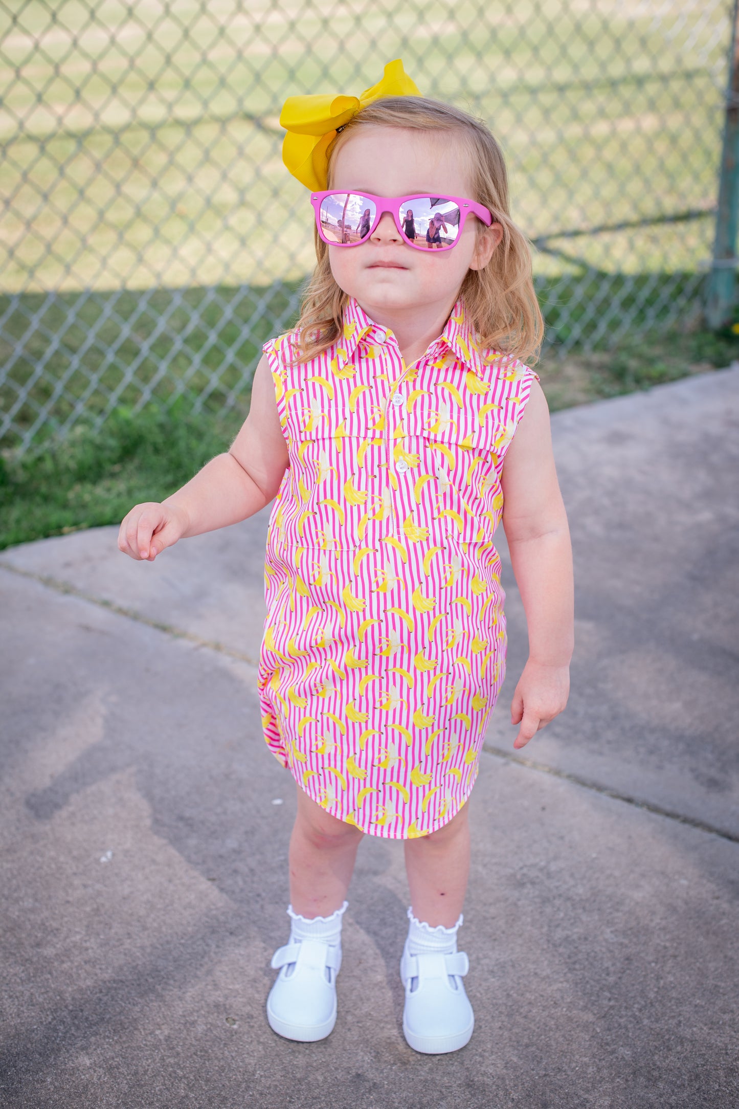 Banana's Polo Sleeveless Dress - Blue Quail