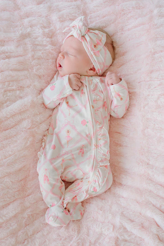 Ruffle Zipper Bamboo Footie Darling Ballerina