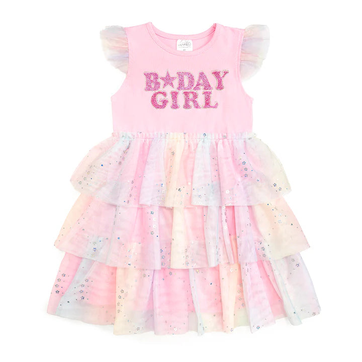 Birthday Girl Fairy Dust Short Sleeve Tutu Dress - Sweet Wink