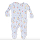 Country Stitch Floral  2 Way Ruffle Back Zipper Footie