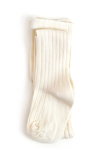 Ribbed Knit Tights - Ivory - Little Stocking Company