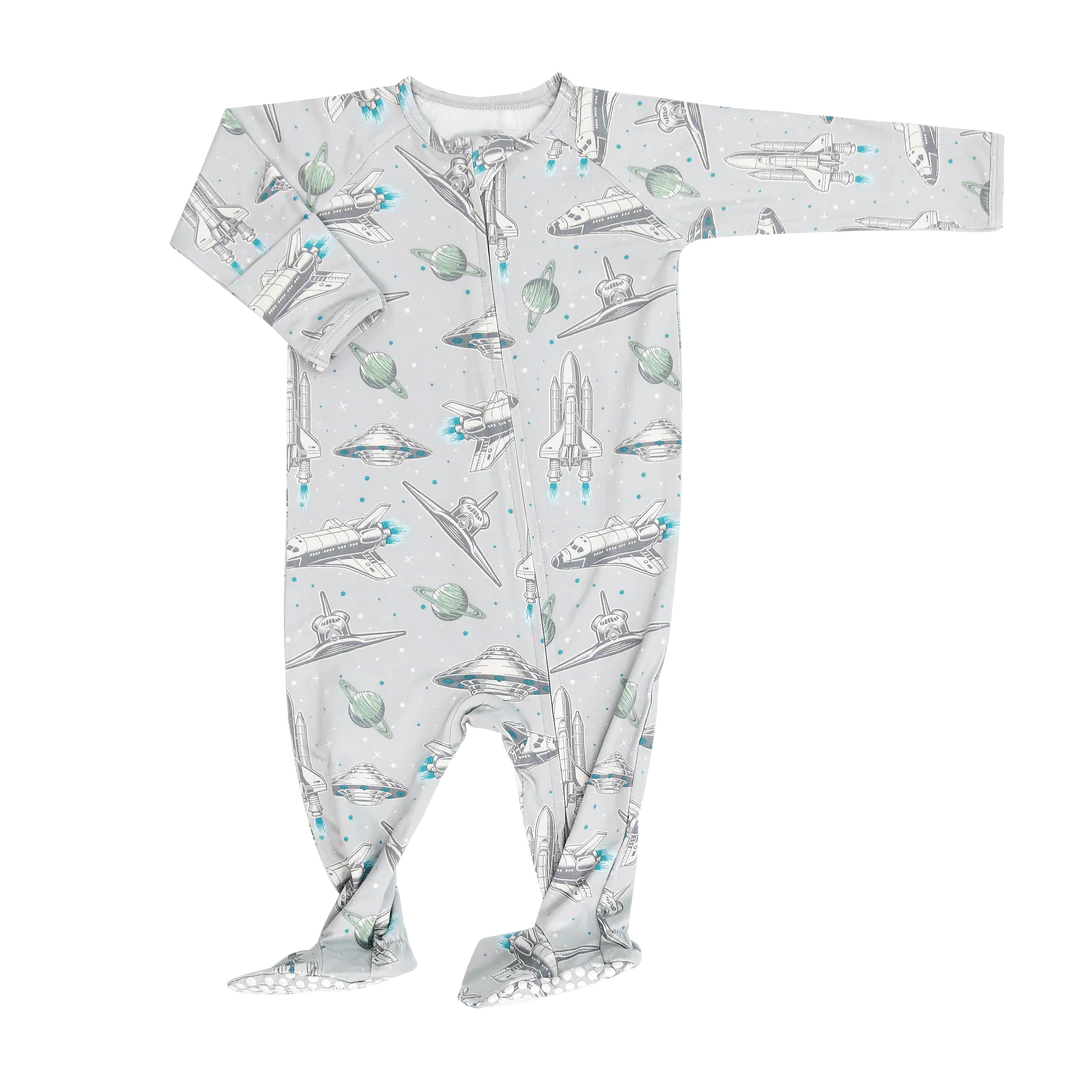 Up and Away Zipper Footie - Sweet Bamboo