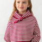 Girl Striped Sweater With Scarf- Red Stripes