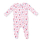 2 Way Ruffle Back Zipper Footie- Leslie Rose