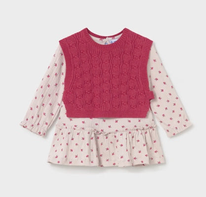 Dress with Vest- Pink Floral - Mayoral