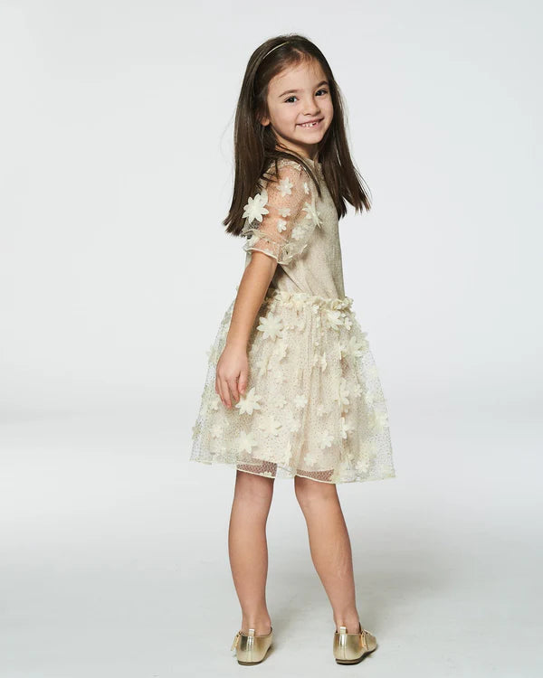 Ellie Dress With Tulle Skirt Glittering Beige - Mayoral