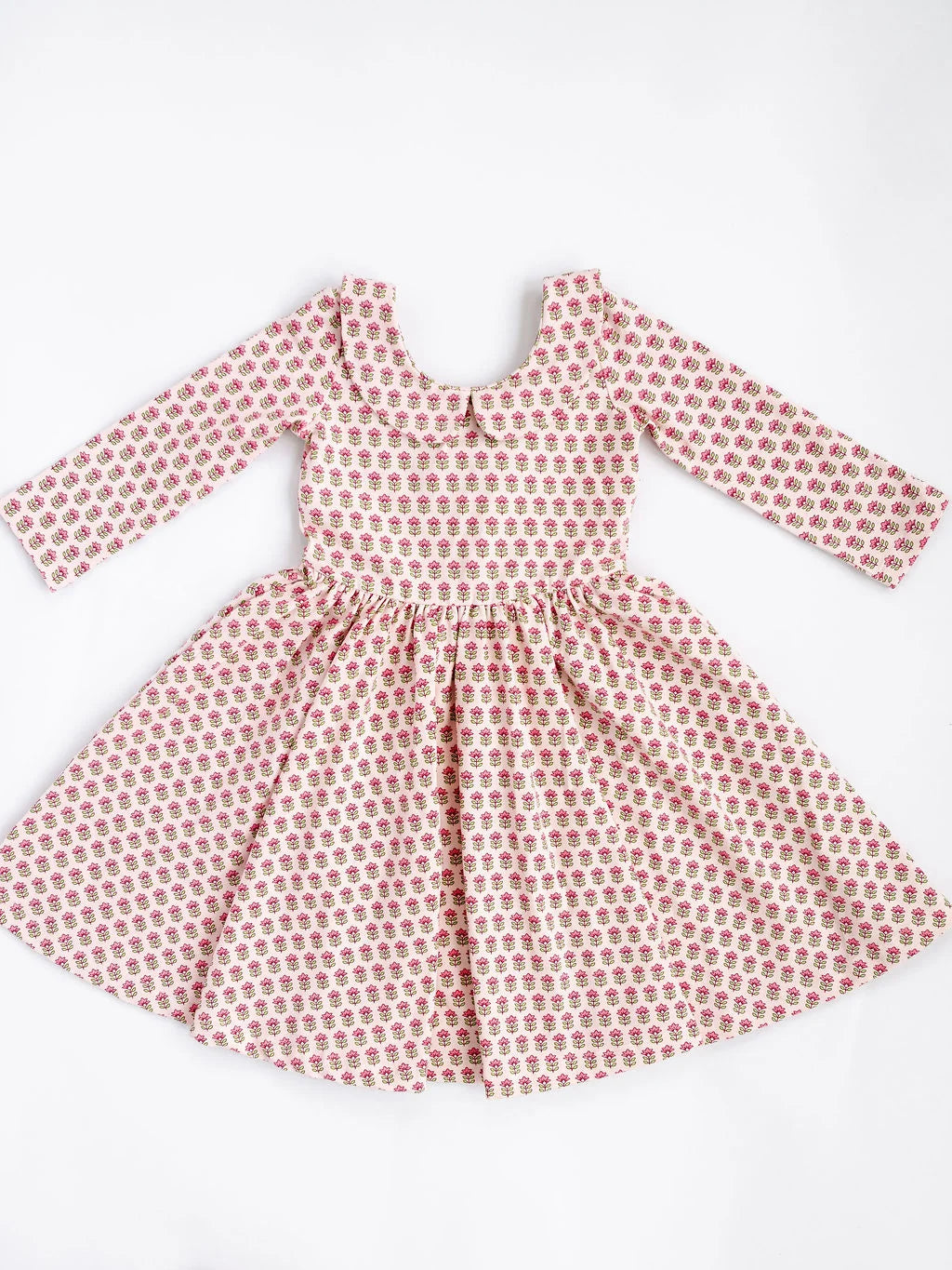 3/4 Sleeve Twirl Dress in Vintage Rose Collared