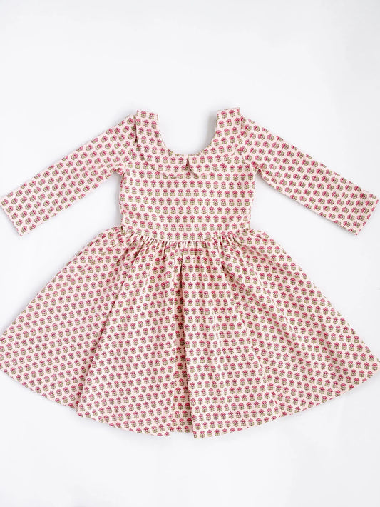 3/4 Sleeve Twirl Dress in Vintage Rose Collared - Good Apples