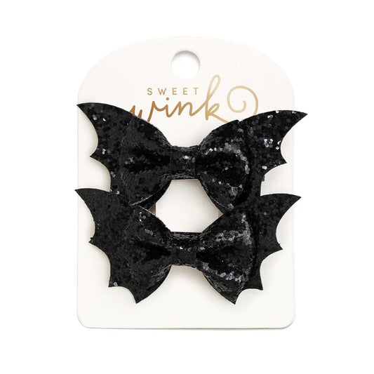 Glitter Bat Halloween Bow Clip Set - Sweet Wink