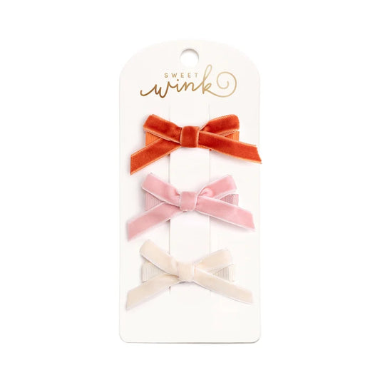 Mini Velvet Bow Clip Set - Sweet Wink