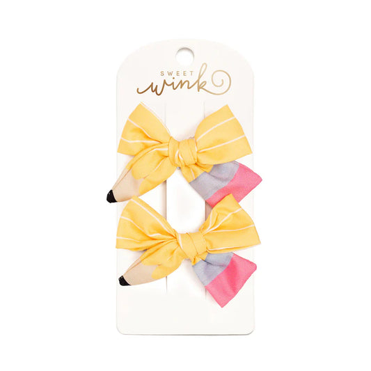 School Days Pencil Bow Clip Set - Sweet Wink