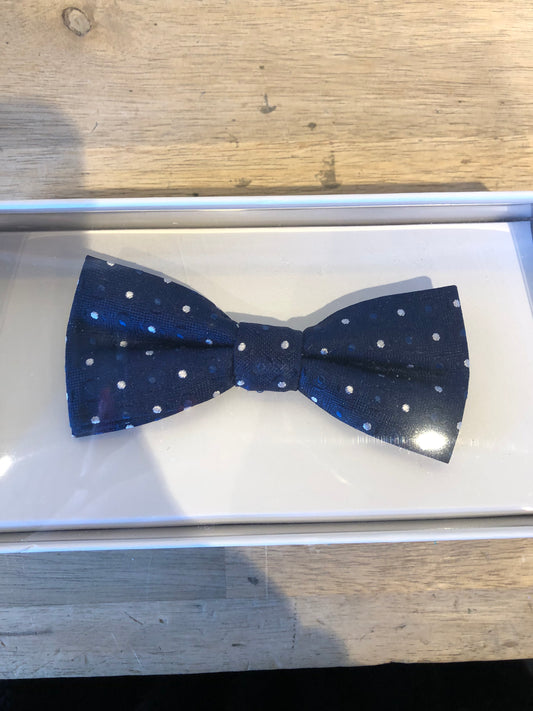 Bow Tie- White/Blue Dots