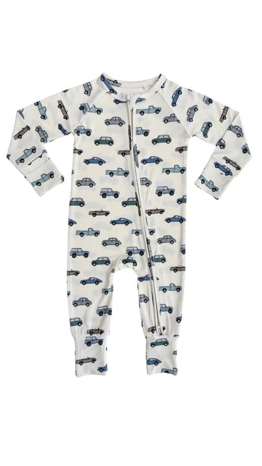 Vintage Cars Zipper Romper - In My Jammers