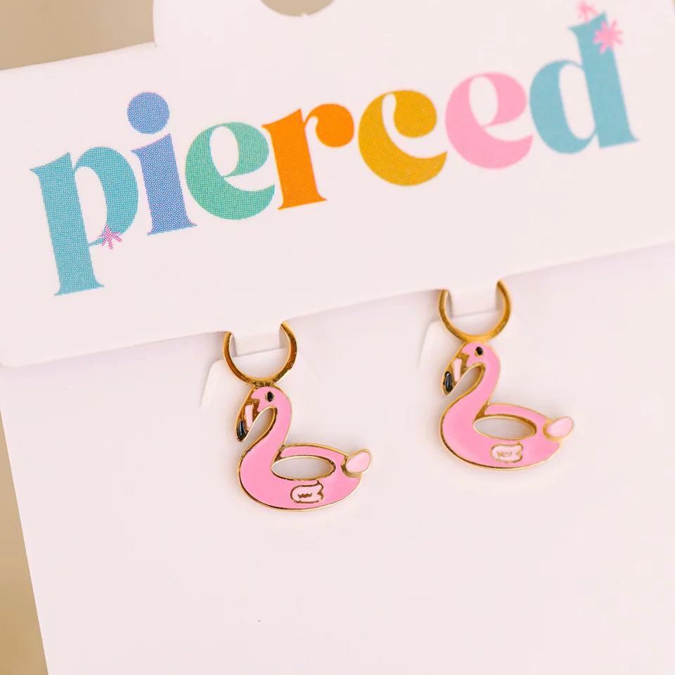 Flamingo Floatie Earring Charms - Pierced