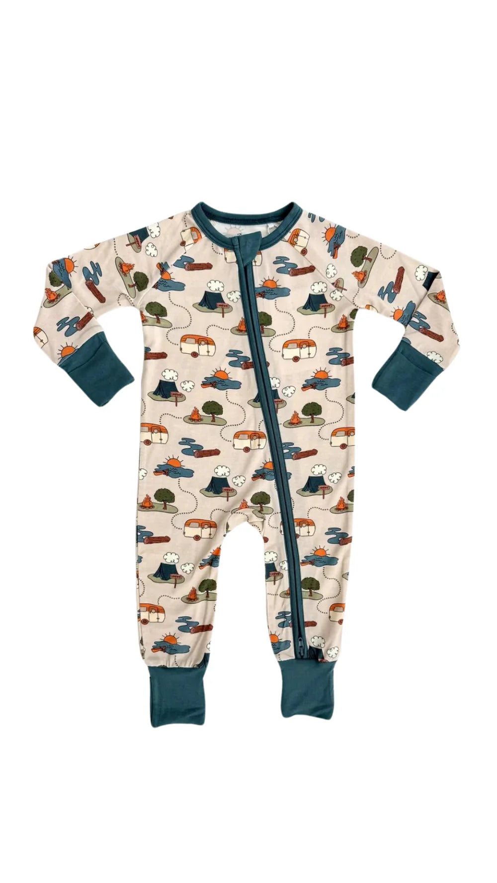 Happy Camper Zippered Romper